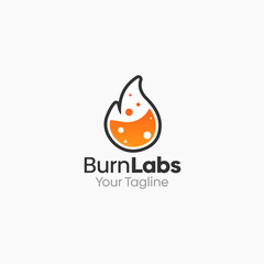 Illustration Vector Graphic Logo of Burn Labs. Merging Concepts of a Fire and Liquid Labs Shape. Good for business, startup, company logo