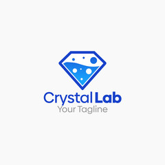 Illustration Vector Graphic Logo of Crystal Labs. Merging Concepts of a Diamond Crystal and Liquid Labs Shape. Good for business, startup, company logo
