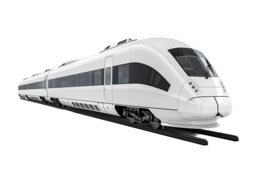 Modern high-speed train on transparent background