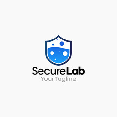 Illustration Vector Graphic Logo of Secure Labs. Merging Concepts of a Shield and Liquid Labs Shape. Good for business, startup, company logo