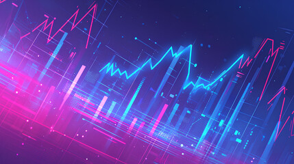 trading business graph up and down on technology abstract background