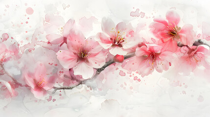 Delicate watercolor painting of pink cherry blossoms.