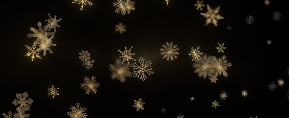 Snowflake Dance: Radiant 3D Illustration Showcasing Falling Christmas Snowflakes in Harmony