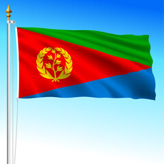 Eritrea, official national waving flag, african country, vector illustration