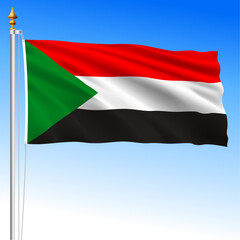 Obraz premium Sudan, official national waving flag, african country, vector illustration