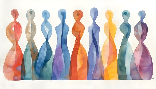 Watercolor Illustration of Nine Enneagram Personality Types- AI generated digital art