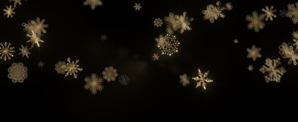 Snowflake Dance: Radiant 3D Illustration Showcasing Falling Christmas Snowflakes in Harmony