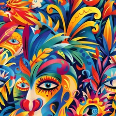 Obraz premium Brazilian carnival fabric illustration with vibrant, festive patterns,