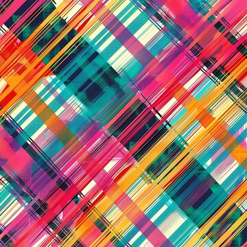 Caribbean geometric madras pattern illustration with vibrant colors,