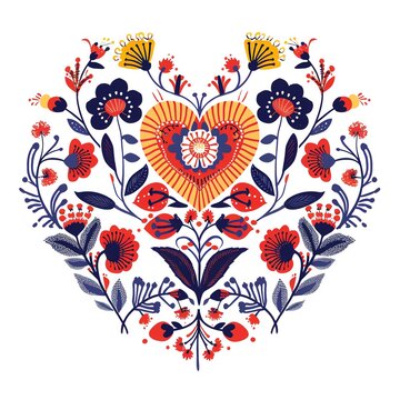 Croatian licitar heart patterns illustration,