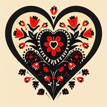 Croatian licitar heart patterns illustration,