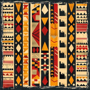 Ethiopian geometric textile illustration with traditional patterns,