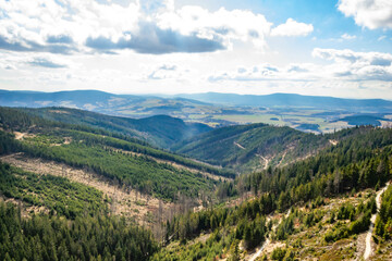 view from Snieznik mountain to the surrounding area