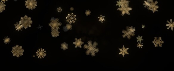 Snowflake Ballet: Exquisite 3D Illustration of Descending Festive Snowflakes in Motion