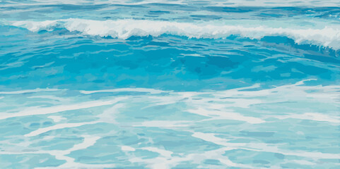 Fototapeta premium Abstract vector ocean wave soft blue and white background. Water ocean wave white and soft blue aqua, teal texture.