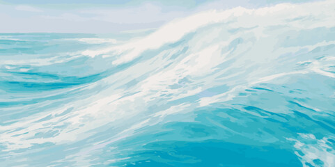 Watercolor surface ocean water wave, seamless blue water ocean wave background. Blue water ocean surfing wave.