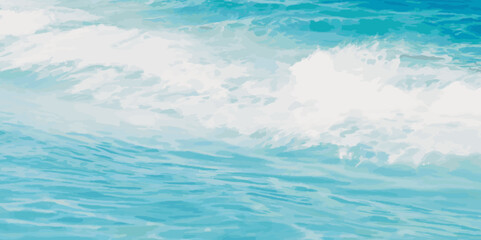 Obraz premium Watercolor surface ocean water wave, seamless blue water ocean wave background. Blue water ocean surfing wave.