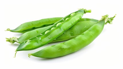 Green peas group on a white background Agricultural fresh vegetable