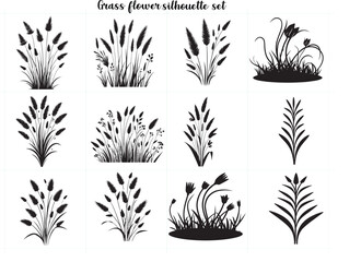 Grass Flower silhouette set