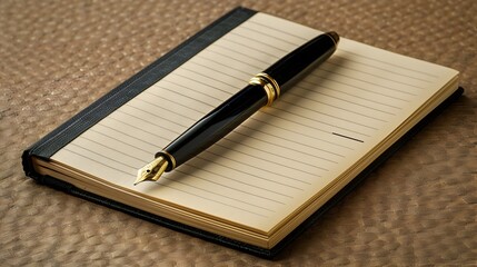 Naklejka premium Elegant Notebook and Pen Symbolizing the Start of New Ideas and Creative Endeavors
