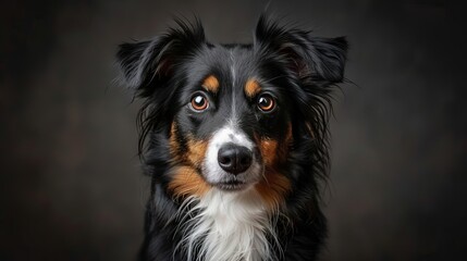 A cute dog staring at the camera with a serious expression on its face