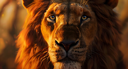 Majestic Lion with Glowing Mane in Savanna Wilderness