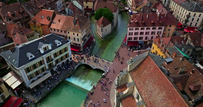 Aerial view of Annecy city. Touristic place in France