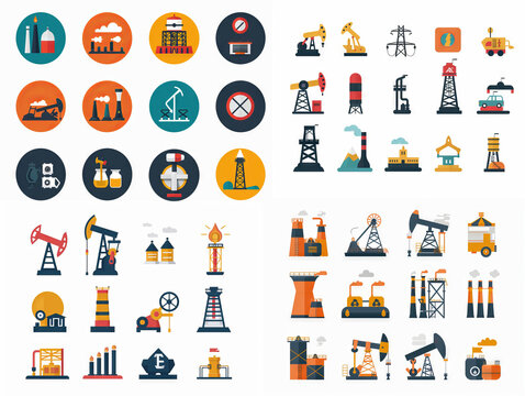 Oil and Gas flat glyph 2D infograms