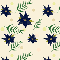 Dark blue flowers vector pattern