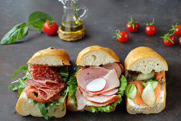bruschetta with various fillings sandwich