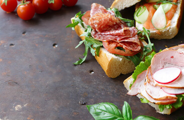 bruschetta with various fillings sandwich
