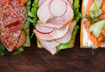 bruschetta with various fillings sandwich