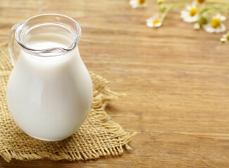 organic milk in a jug rustic style