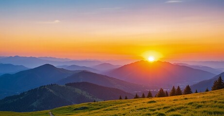 Mountain landscape at sunset