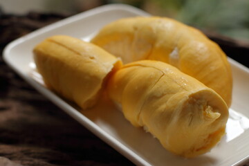 Durian in a white plate
