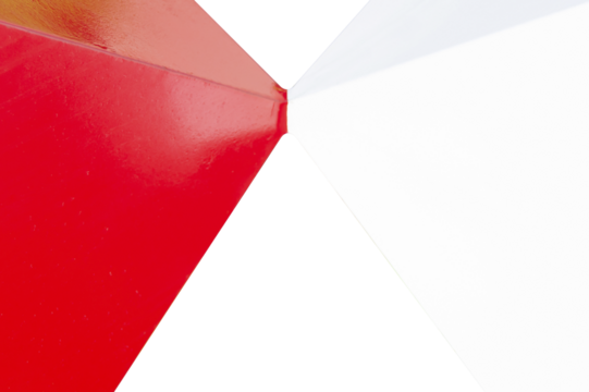 triangulo vermelho e branco no formato de ampulheta com fundo transparente.