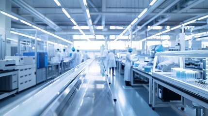 Fototapeta premium a modern, high-tech laboratory with scientists and engineers working diligently.