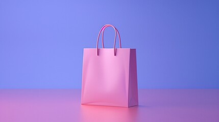 Minimalist pink shopping bag on a pastel background. Perfect for retail, branding, and online store promotions.