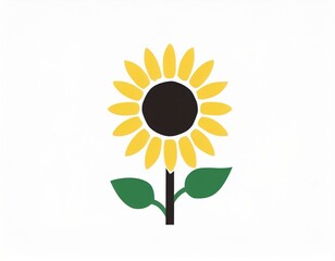 sunflower plant icon on white background, flower logo
