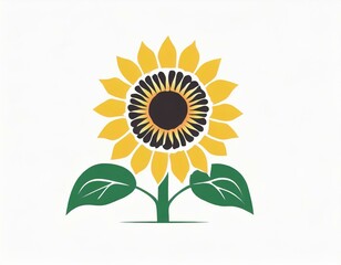 Fototapeta premium sunflower plant icon on white background, flower logo