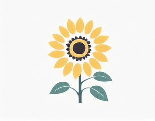 sunflower plant icon on white background, flower logo
