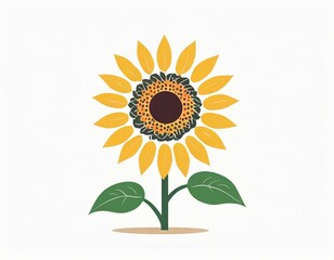 sunflower plant icon on white background, flower logo