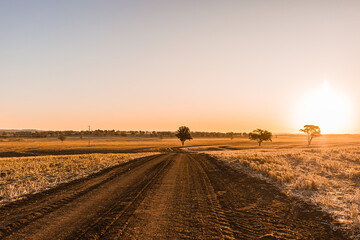Rural landscape with horizon in late afternoon
