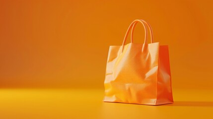 Minimalistic image of a bright orange shopping bag against a vibrant background, perfect for retail and consumption-related themes.