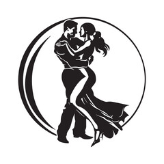 Tango Dancing Couple Silhouette Logotype Icon Stock Vector isolated on white background