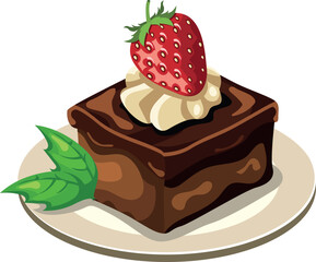 Strawberry brownie served on a plate