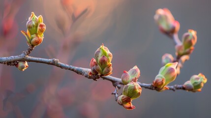 Springtime tree buds in bloom