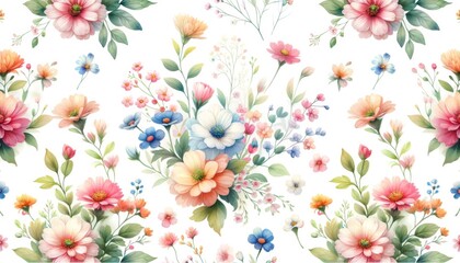 Soft Pastel Floral Pattern Illustration Background.