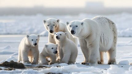 Fototapeta premium Playful Polar Bears Bonding on the Pristine Arctic Ice