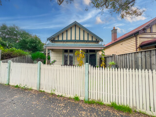 Suburban residential building in Sydney NSW at sunset Melbourne Victoria Australian Suburbia
